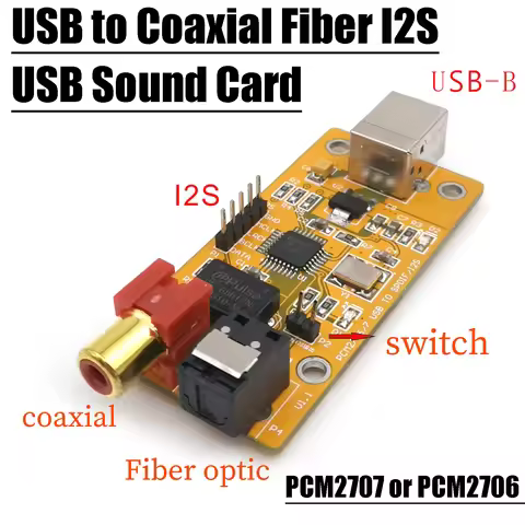 USB Sound Card USB To Coaxial Fiber I2S Decoder HIFI DAC Chip PCM2706 Board For Audio Power Amplifie