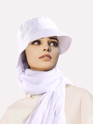 1個女士圍巾帽子一體帶帽沿網紗披風漁夫帽頭巾帽，適用於日常使用髮帽，頭巾