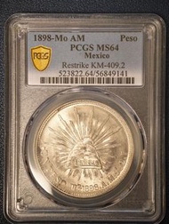 🇲🇽墨西哥“1898”鷹洋銀幣 高分PCGS MS64 🇲🇽 Mexico 1898 1 Peso Silver Coin Trade Dollar PCGS MS64