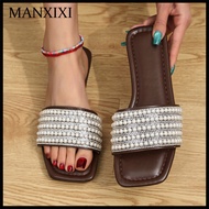 MANXIXI Fashion Women Beautiful Peals Flat Slippers (Size 35-43)