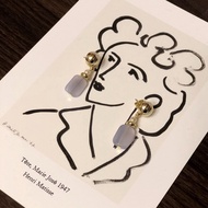 Protection gemstone Calcedoni gemstone pearl earrings / korea korean fashion accessories jewelry ite