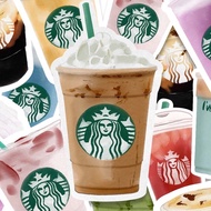 Coffee Starbucks Cups Sticker Set Vinyl Sticker Tumbler Weekly Planner Memo watercolor drinks