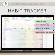 Habit Tracker Spreadsheet, 2026 Digital Planner, Weekly Habit Planner Monthly Habit Routine Tracker