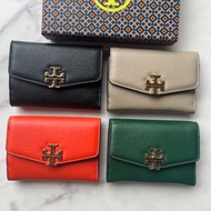 Authentic TORY BURCH Genuine Leather Folding Clamshell Wallet Card Bag Change Coin bag woman Wallet 
