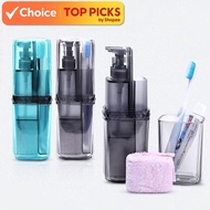 8-in-1 Travel Toiletry Kit - Compact Travel Pack Set with Toothbrush Holder, Cup, and Shampoo Refill