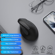BOW MD390L Three-mode Ergonomic Mouse Wireless Bluetooth Type-c Rechargeable 2.4G Mouse Office Gamin