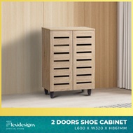 Shoe Cabinet 2 Door Shoe Rack 12 Pairs Shoe Storage Cupboard 4 Tier Shelving FreeVentilation Almari Kasut Kecil  - TORI