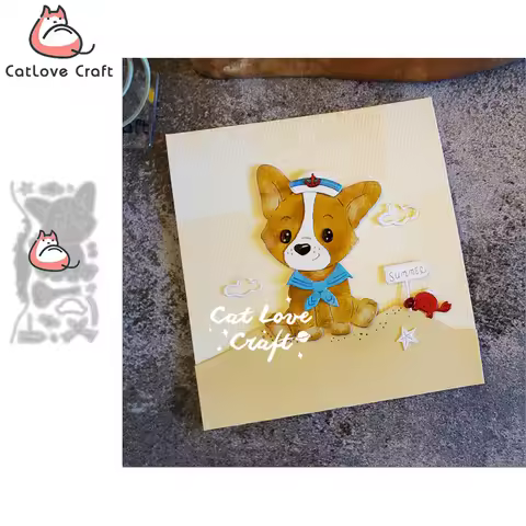 Catlove Dog Sailor Suits Animal Metal Cutting Dies Scrapbooking Stencil Die Cuts Card Making DIY Cra