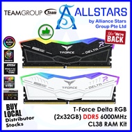 ALLSTARS TEAM T-Force Delta RGB 2x32GB DDR5 6000MHz CL38 RAM Kit Black FF3D564G6000HC38ADC01/White F