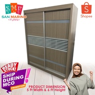 [SHIP DURING MCO] 5 Feet Sliding Door Wardrobe / Wardrobe with Large hanging space / Almari Baju / P