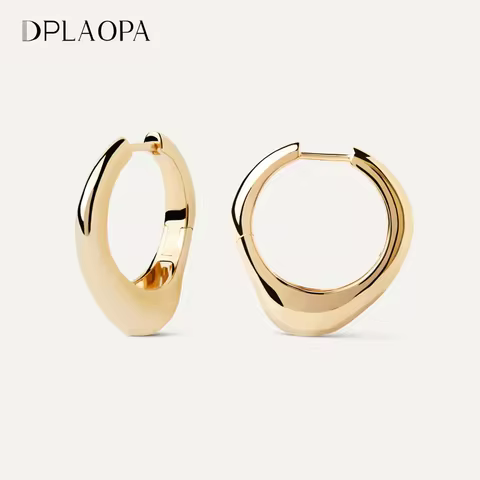 DPLAOPA 925 Sterling Silver Gold Big Irregular Hoop Piercing Huggies Women Luxury Fine Jewelry 2024