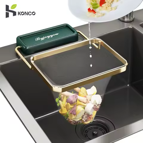 Kitchen Sink Filter Rack Foldable Sink Strainer Mesh Bag Sink Strainer Drain Large Capacity Garbage 