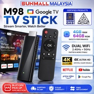 TV Stick M98 Video Stick Smart 4K 4+64G YouTube/MYTV/Netflix Qualification Certified