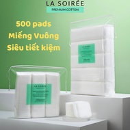 [500 pieces]La Soirée makeup remover cotton, pack of 500 square pieces, size 6.5x6.5cm