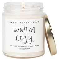 WaterDecorWarmandCozyCandle-PineCinnamon&FirWinterScentedSoyCandlesforHome|9ozClearJar,40HourBurnTim