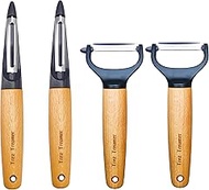 Trez Treamer Vegetable Peelers for Kitchen,4-Pack Wooden Y Veggie Potato Peelers