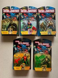 Total Justice Kenner figures: Superman,Batman,Robin,Hawkman,Green Lantern