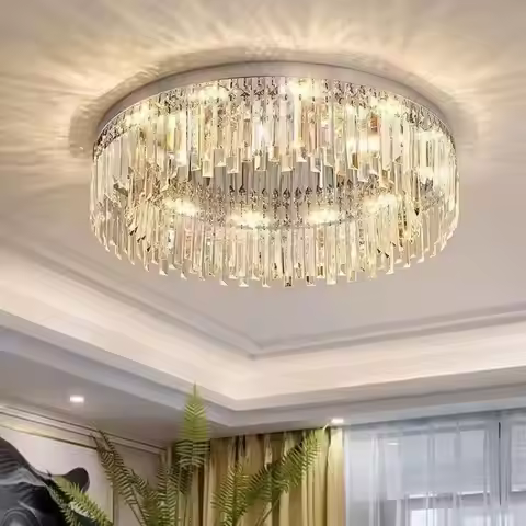 Modern Luxury K9 Crystal LED Ceiling Lamp Lustrous Indoor Lighting for Living Room Bedroom Room Deco