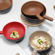 Melamine Handle Bowl Unique Plate with Handle Korean Barbecue Bibimbap Bowl Plastic Noodle Plate Cre