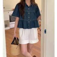 Fairy.store Aurora Top Short-Sleeved Ruffled Jeans TS2120
