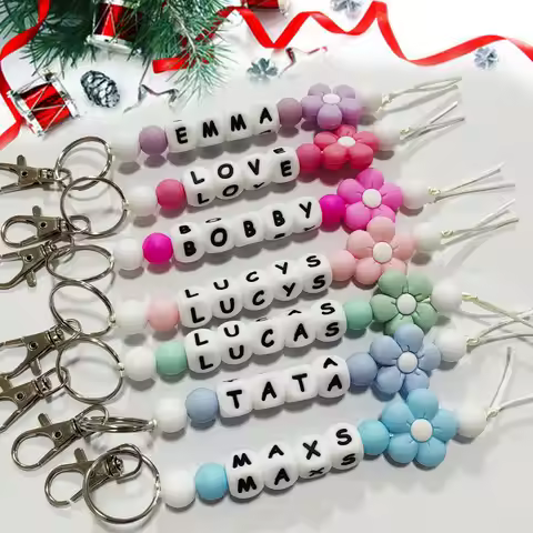 1 piece of personalized flower silicone keychain, bag/cup charm, unique custom keychain, Valentine's