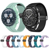 Tali silikon untuk Omega X Swatch bersama MoonSwatch Planet gelang jam tangan logam magnetik gesper gelang pengganti gelang Correa