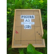 3D wooden frame, A3 size, 30, 42 cm, Acrylic glass, Cheapest