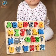 [gwaunyr] Wooden Animal Alphabet Puzzle, Alphabet Learning Toys, Educational Preschool Building Bloc