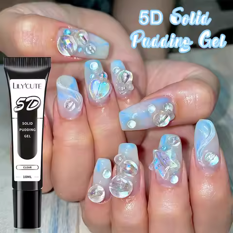 LILYCUTE 10ml 5D Solid Pudding Gel Nail Polish Tube Emboss Painting Gel Polish Translucent Jelly Gel