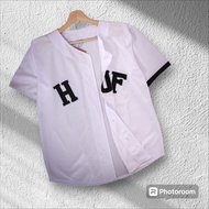 HUF White Premium UNISEX baseball shirt / baseball shirt / jersey shirt