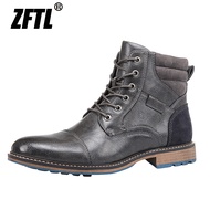 ZFTL รองเท้าบูทรองเท้าบู๊ทผู้ชาย,ใหม่ชายขนาดใหญ่รองเท้าบูททะเลทรายรองเท้าแบบตะวันตกนอกผูกเชือกสำหรับ