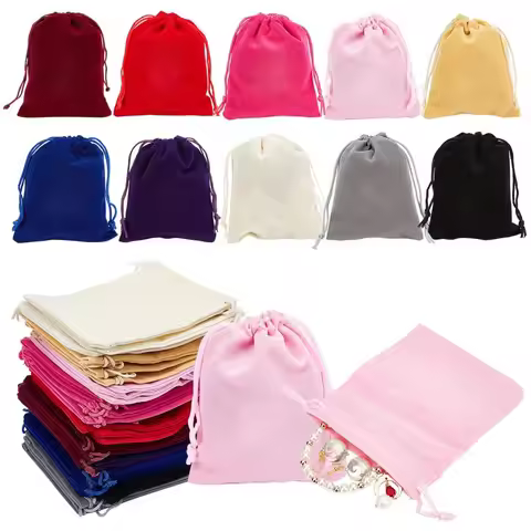 50piece Velvet Drawstring Bag 5x7/7x9/9x12/10x15/13x18/15x20cm Wedding Home Party Candy Christmas Gi