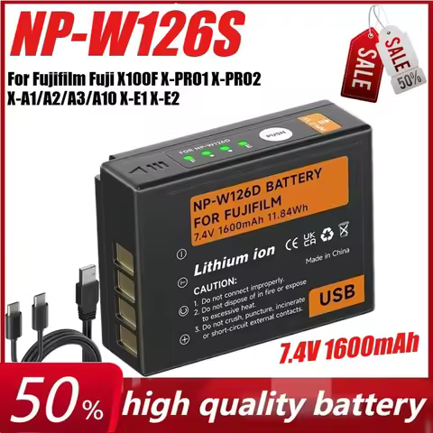 7.4V 1600mAh NP-W126S Battery for Fujifilm Fuji X100F X-PRO1 X-PRO2 X-A1/A2/A3/A10 X-E1 X-E2 X-E2S X