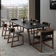 HY-# Firestone Dining Table Black Marble White Wax Dining Table and Chair Home Large and Small Apartment Type New Chines