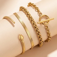 Stainless Steel Women's Bracelet, Snake Chain + Lobster Clasp Multi-Chain Style Metal Bracelet, Retr