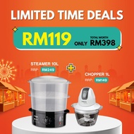 Bundles Exclusive : Trio Steamer 10L + Mini Chopper With Double Blades (1L)