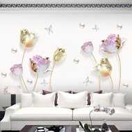 Tulip Flower 3D Wallpaper Sticker For Bedroom Self Adhesive 3D Wallpaper Wall Sticker Decoration For Living Room Waterproof Removable Pvc Aesthetic Room Decor Bedroom Accessories