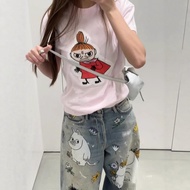Women's Acne Studios Cartoon Pattern Short Sleeve T-Shirt - Trendy & Versatile
