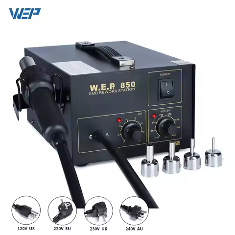 WEP 850 Hot Air Rework Station Air Pump Desoldering Gun Adjustable Temperature Soldering Station For