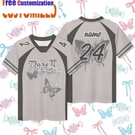 2026 Coquette Ribbon Jersey Coquette Custom Nama Microfiber Jersey Sport Retro Collar Quick Dry Baju