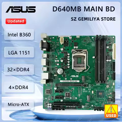 ASUS D641MD MAIN BD Motherboard Intel B360 LGA 1151 DDR4 32GB Micro-ATX support Core i7-8700 i7-9700