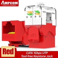 AMPCOM CAT6 Keystone Jack No Punch-Down Tool Required Module Couplers-5/10 PACK