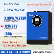 Anern 2.3kw/4.2kw MPPT Hybrid Inverter 12V/24V Automatic Recognition Solar Inverter Solar Hybrid Inv