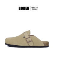 BOKEN รองเท้ารองเท้าแตะ Baotou สำหรับผู้ชายรองเท้าไม้ก๊อกแบบคลาสสิกรองเท้ารองเท้าเปิดส้นพื้นนุ่มสบาย