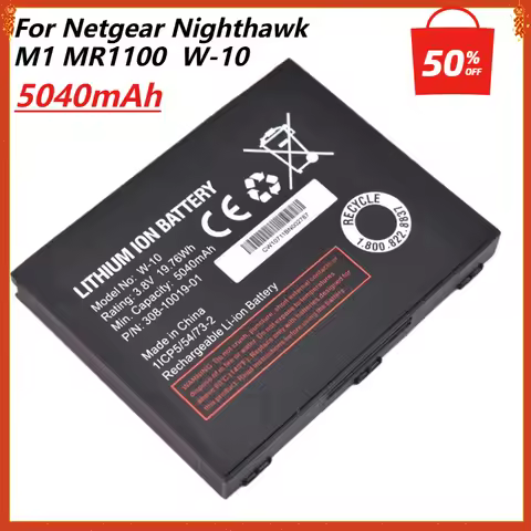 W-10 Replacement Battery for Netgear Nighthawk M1 MR1100 W10 High Capacity 5040mAh Rechargeable Lith