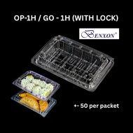 OPS 1H with Lock Benxon Bakery Go1H OP1H Bekas Kuih 1H Clear Disposable Plastic Clear Bekas Kuih Pla