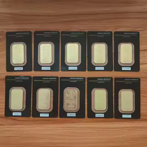 5/10pcs 1 Ounce 24K Gold Plated Switzerland Argor-Heraeus Gold Bullion Gold Bar Foreign Currency Gif