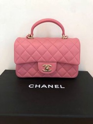 Chanel 最新款Mini flap with handle bag 20cm Rosey Pink