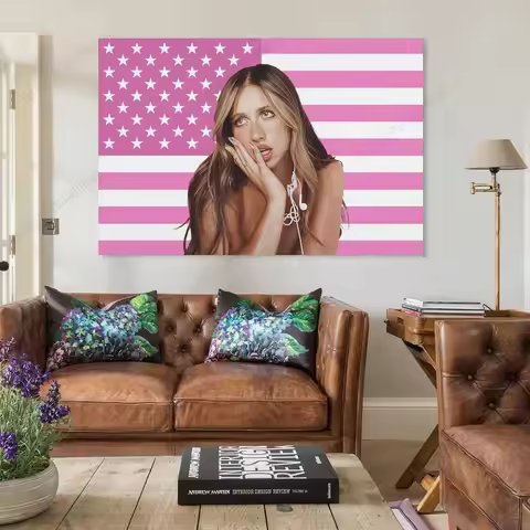 Tate McRae Pink American Flag Tapestry Wall Hanging Cloth Aesthetic Room Decor Hippop Tapestrys Bedr