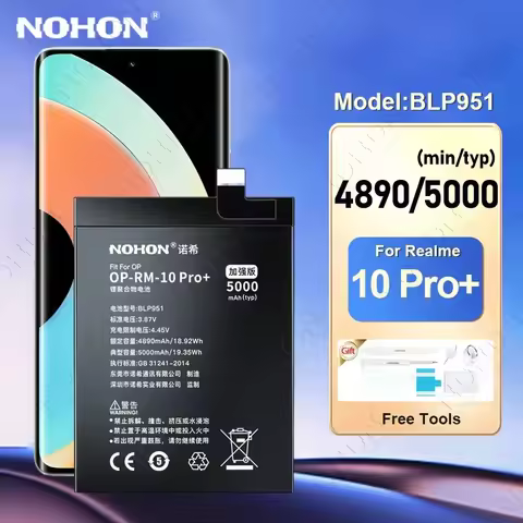 NOHON BLP951 Battery for OPPO Realme 10 Pro Plus 12 Pro+ 11 10 9i 8 7 6 6i X7Pro V25 Q3 Phone Replac
